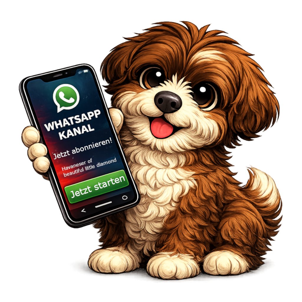 Hand, die ein Smartphone hält, mit WhatsApp-Kanal-Logo und Informationen über Neuigkeiten.